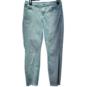 Nine West Denim Women's 4 Teal Gramercy‎ Skinny Ankle Jeans Stretch Distressed